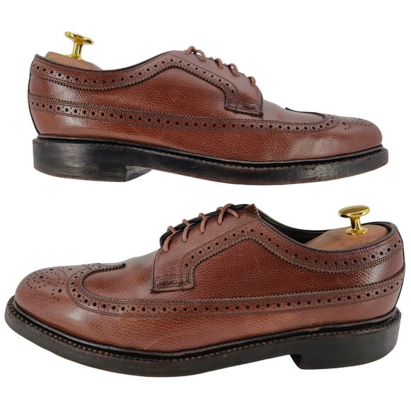 Vintage Florsheim Royal Imperial Brown Leather Longwing Derby Mens 9 Dress Shoes - Picture 4 of 13